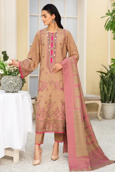 Shafaq SQ-37 : Unstitched Luxury Embroidered Dhanak 3PC - ValueBox