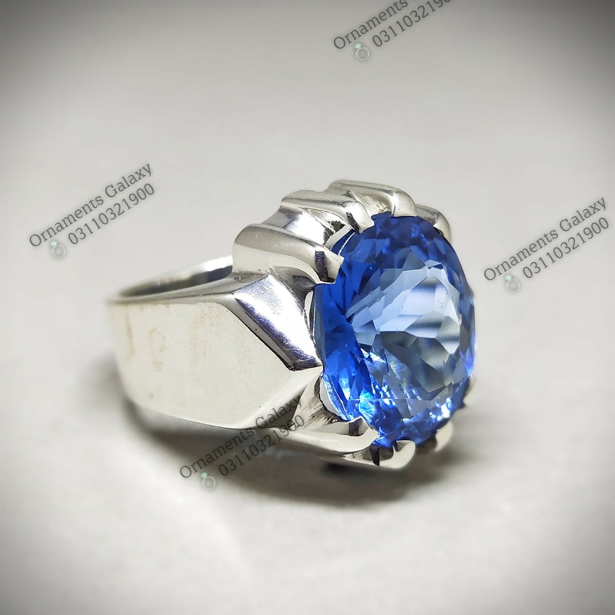 Natural Big 14 CT Rare Oval Blue Topaz Ring Handmade Pure Sterling 925 Silver Ring Artisan Ring