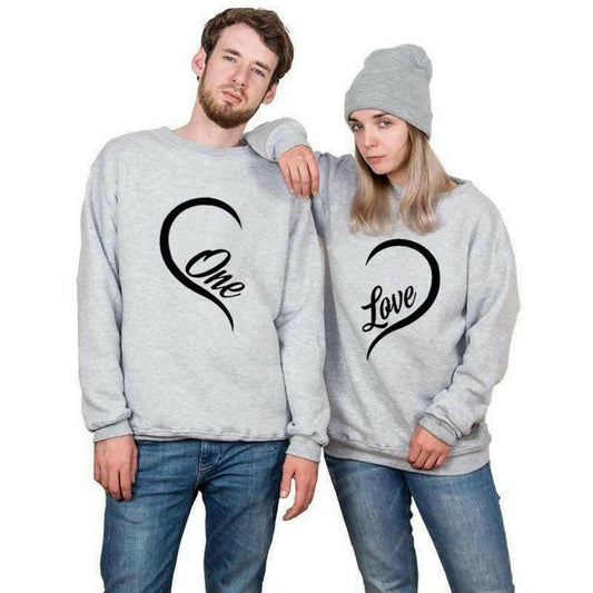 KHANANIS Matching Couple Sweater One Love long sleeves warm sweatshirts-pack of 2 - ValueBox