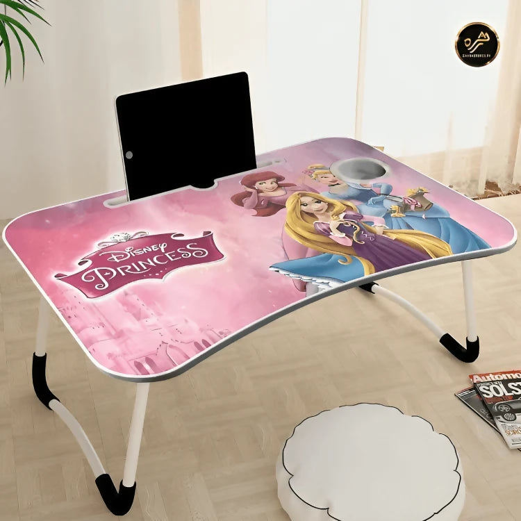 Princes Printed Laptop Table For Kids | Wood Portable Laptop Desk | Folding Home Laptop Desk For Bed & Sofa - ValueBox