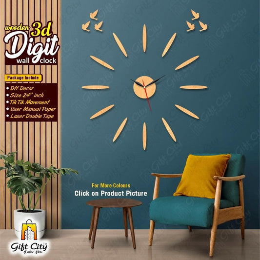 badgeMade by Gift City - SPIRAL DIY Wooden Wall Clock for Home and Offices Self Adhesive