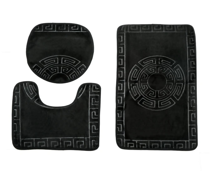 3-PCs-Anti-Skid-Commode-Mat-Set-Black-Versace-Apricot-9671