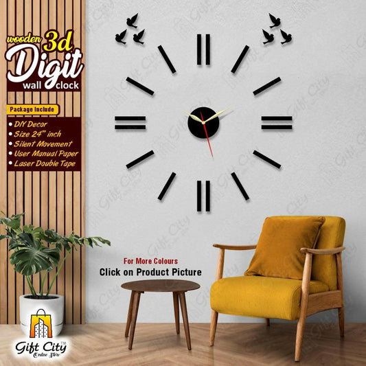 badgeMade by Gift City - 3D Letters DIY Wooden Wall Clock for Home and Offices Self Adhesive