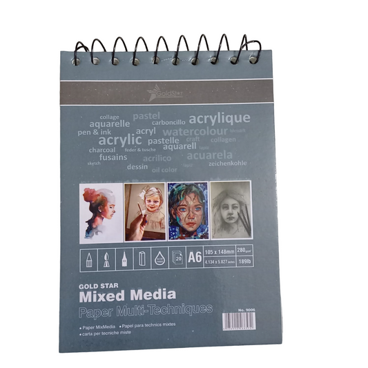 Gold Star Mix Media Pad (Available in A6, A5, A4 and A3)