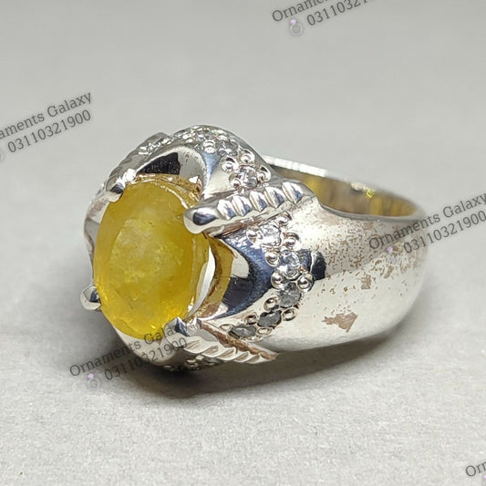 7.0 Cts پیلا سیفائر رنگ قدرتی افریقی پیلا سیفائر رنگ Pukhraj Ring Sterling Silver 925 Ring handmade Ring 