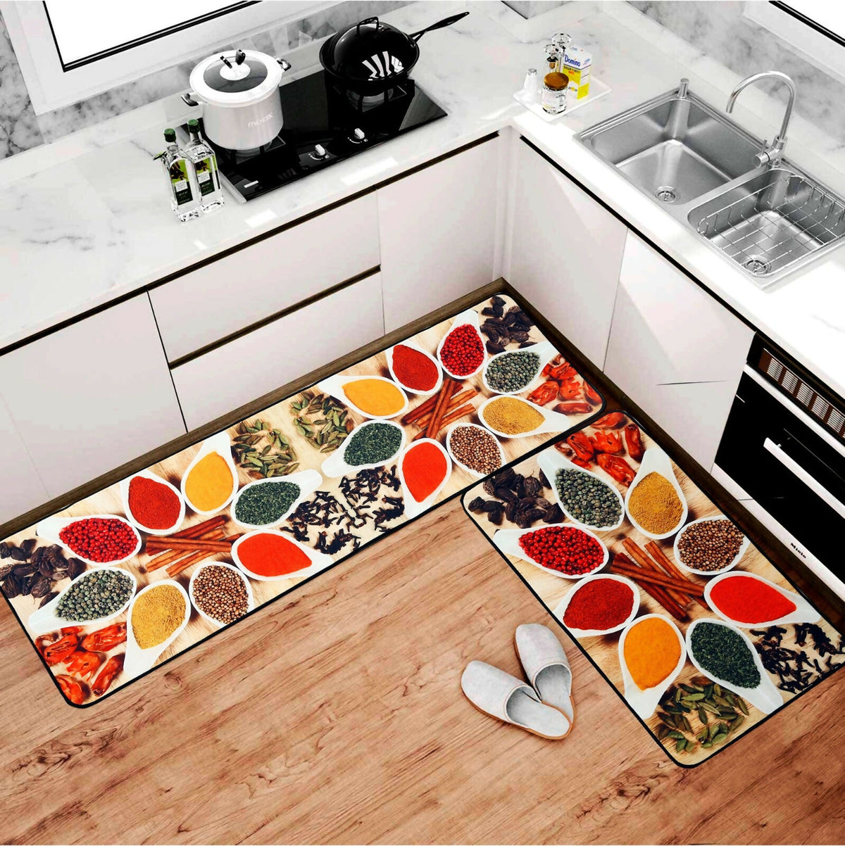 Premium-Padded-Anti-slip-Kitchen-Mat-Set-Spice-and-Spoons-Apricot-8092