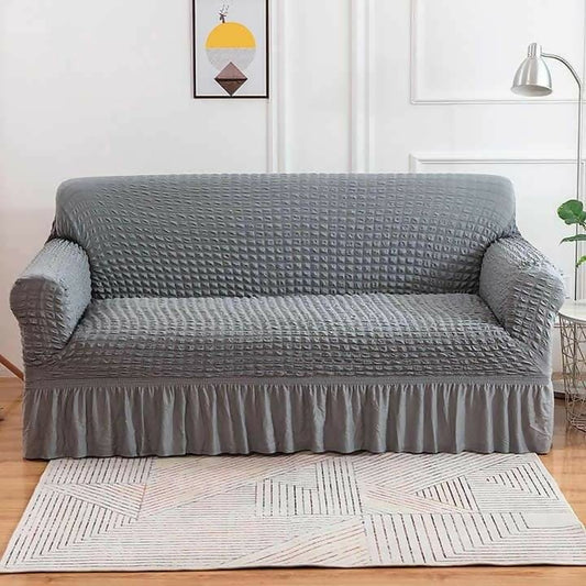 Frill Style Bubble Stuff Sofa Cover (Dark Grey Color) - ValueBox