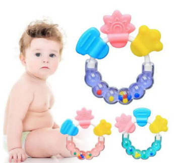 1pcs Toys Baby Rattles Newborn Baby Rattles Teether Toy Teeth Biting Babies Toddler Bed Bell Silicone Handbell Jingle Cartoon