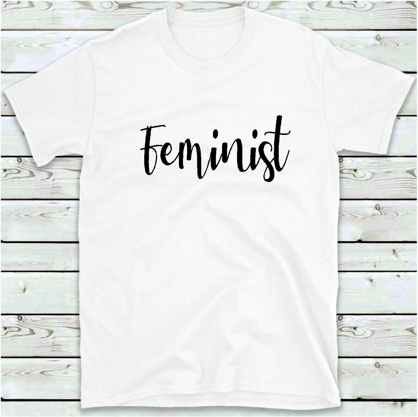 Khanani's Feminist white minimal cotton t shirt for women - ValueBox