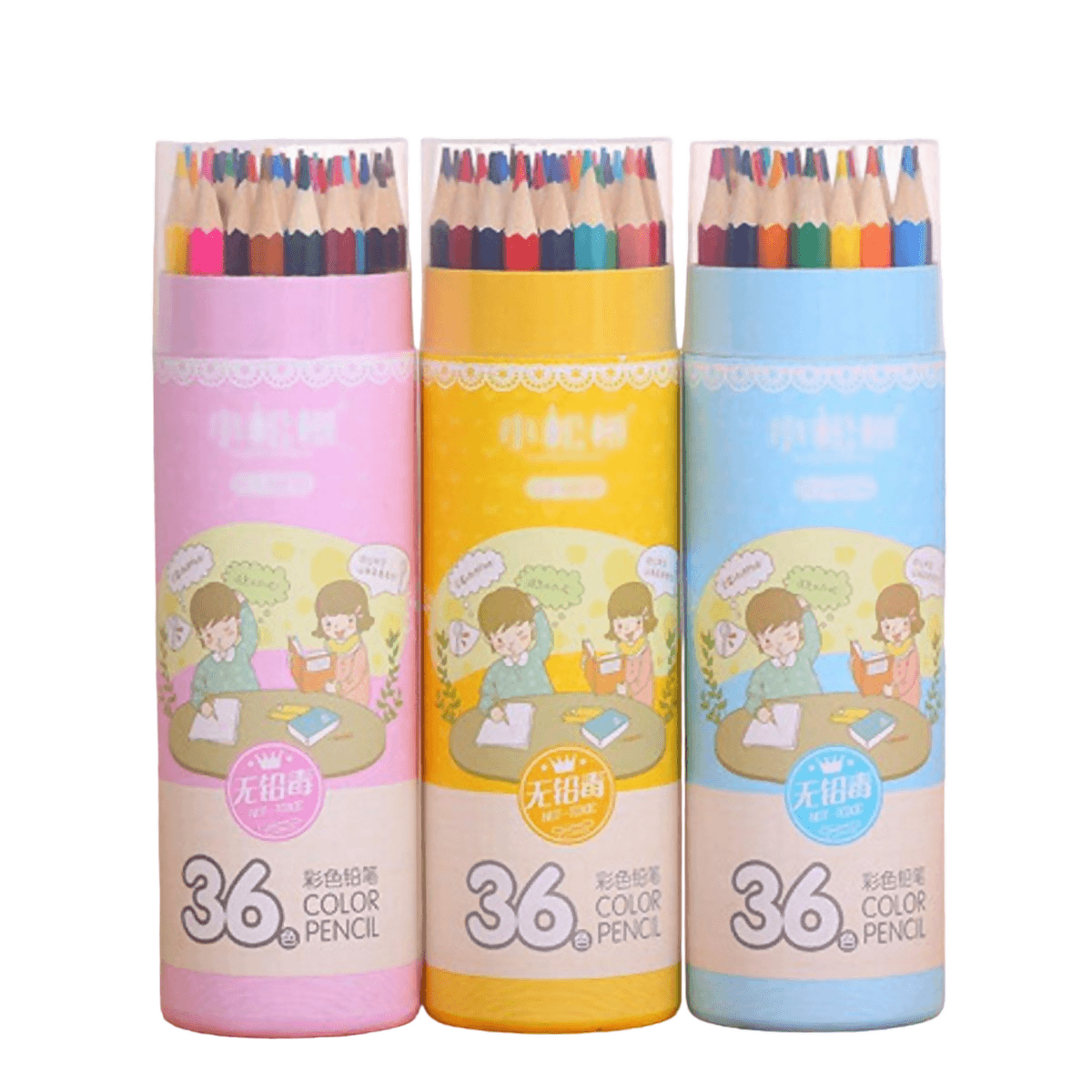 36 Color Multicolored Pencil Jar Non Toxic Large Size COLOR PENCIL 36 PCS SET WITH SHARPENER - ValueBox