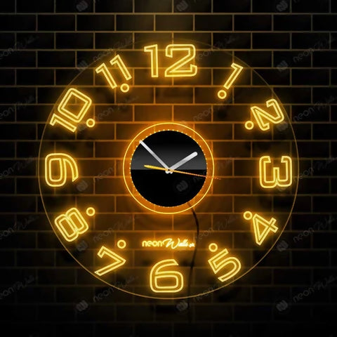 Neon Light Analog Modern Wall Clock - Illuminate with Neon LED Backlight