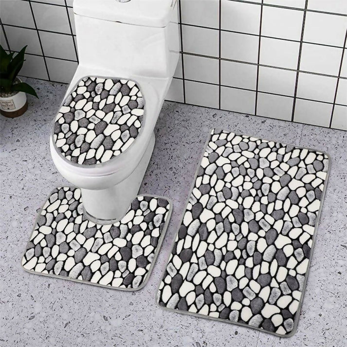 3-PCs-Anti-Skid-Commode-Mat-Set-Stones-Style-Apricot-5202