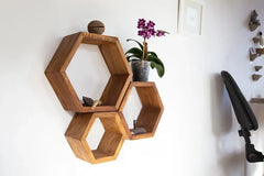 Wood Hexagon Shelves (3 Pieces)