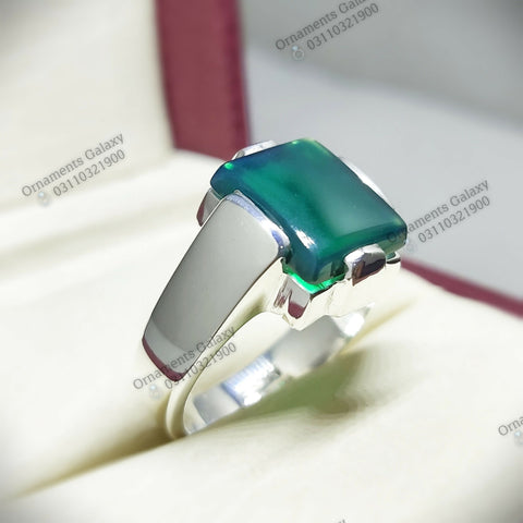 Natural Square Cut 4 CT Decent Agate Ring flawless Green Agate Ring Sterling Silver 925 Handmade Ring