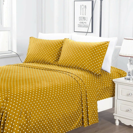 Fitted-Bed-Sheet-Mustard-Polka-Apricot-8673