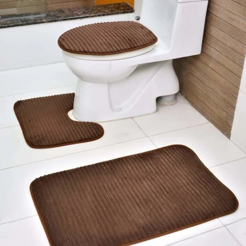 3-PCs-Anti-Skid-Commode-Mat-Set-2433-Chocolate-brown-Apricot-7286