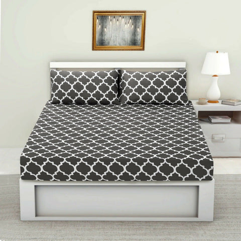 Fitted-Bed-Sheet-Grey-Geometric-Apricot-1445