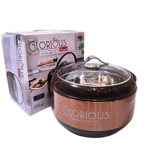 Glorious Extra Large Hot Pot With Glass Top Premium Quality - Food Warmer - Spring Stainless Steel - ValueBox