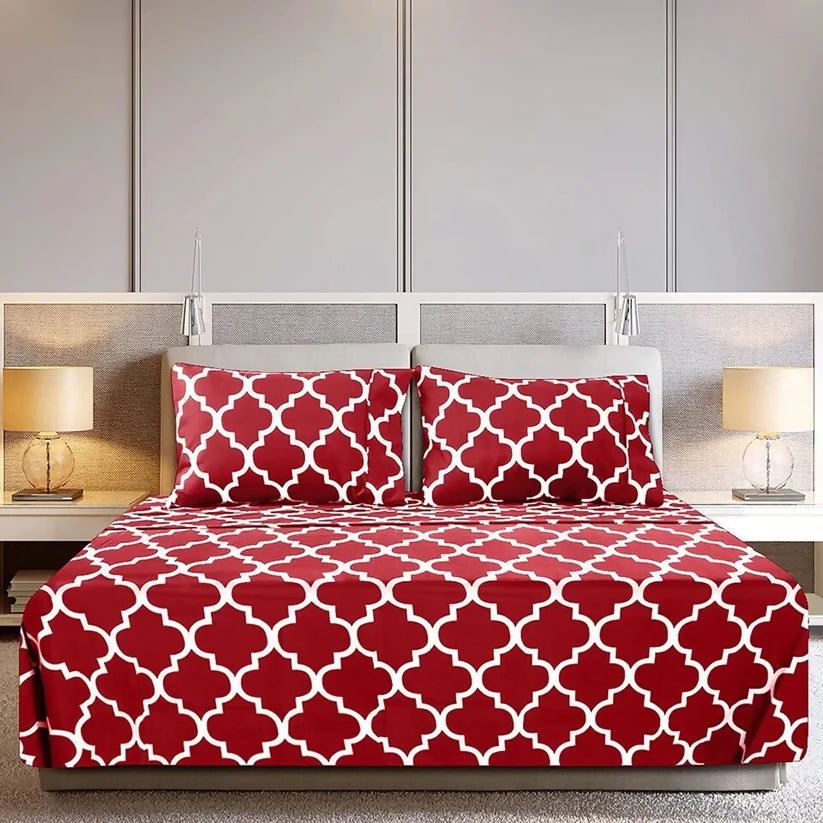 3-PCs-Double-Bed-Sheet-Plum-Geometric-Apricot-9157