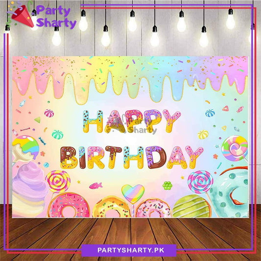Donut Theme Panaflex backdrop For Donut Theme Birthday Decoration and Celebration - ValueBox