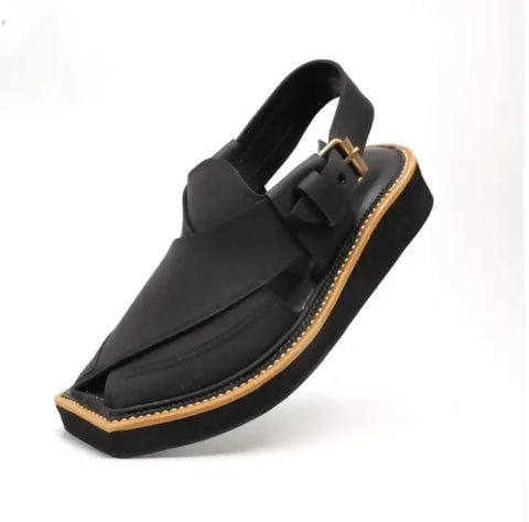 Kaptaan Chappal Matte Black