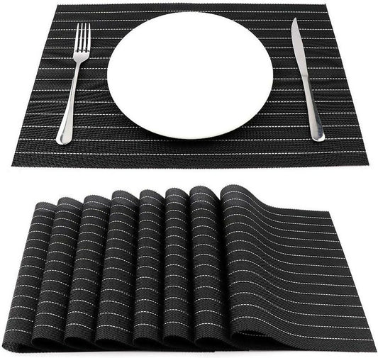 PVC-Table-Place-Mats-Black-Stripes-Apricot-2397