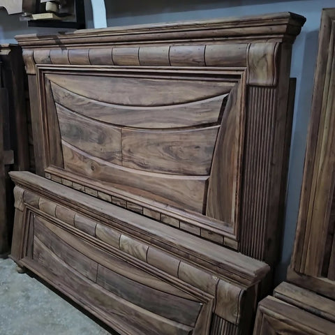 Wooden King Size Bed Dressing Side Tables Unpolished. - ValueBox