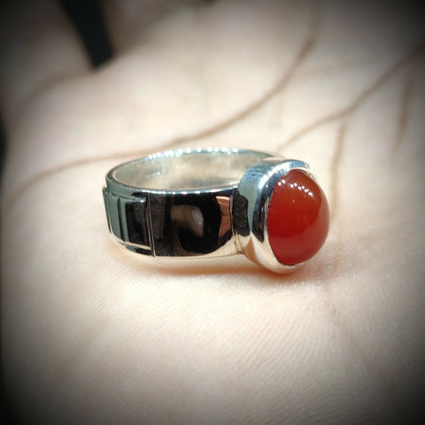 Natural Agate Rings Yemeni Aqeeq Ring For Men, Carnelian Agate Silver 925 Handmade Ring Islamic Ring Shia Ring