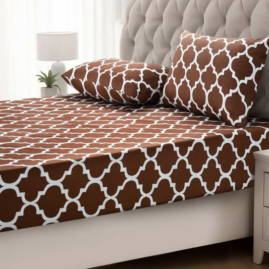 Fitted-Bed-Sheet-Brown-Geometric-Apricot-2025