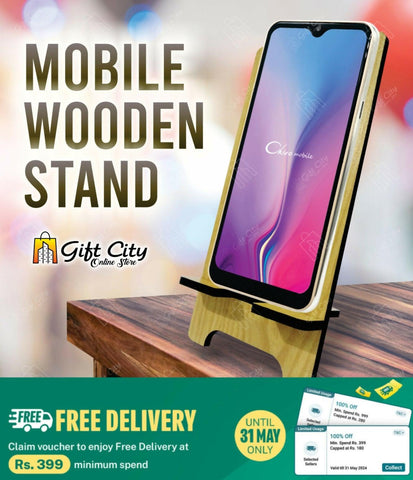 badgeGift City - Wooden Mobile Stand Best Gift For Office And Home - ValueBox