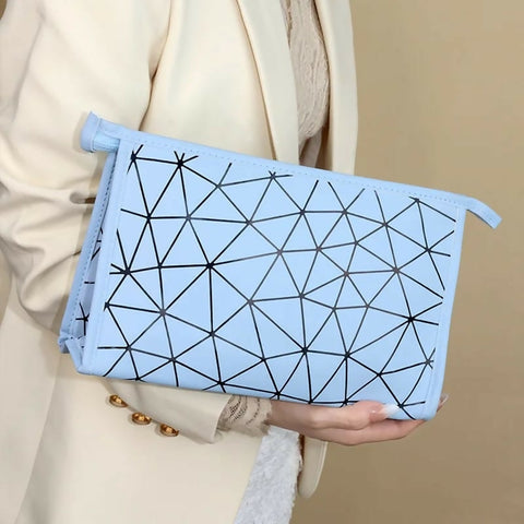 Geometric-Diamond-Grid-PU-Frosted-Makeup-Bag-Apricot-3869