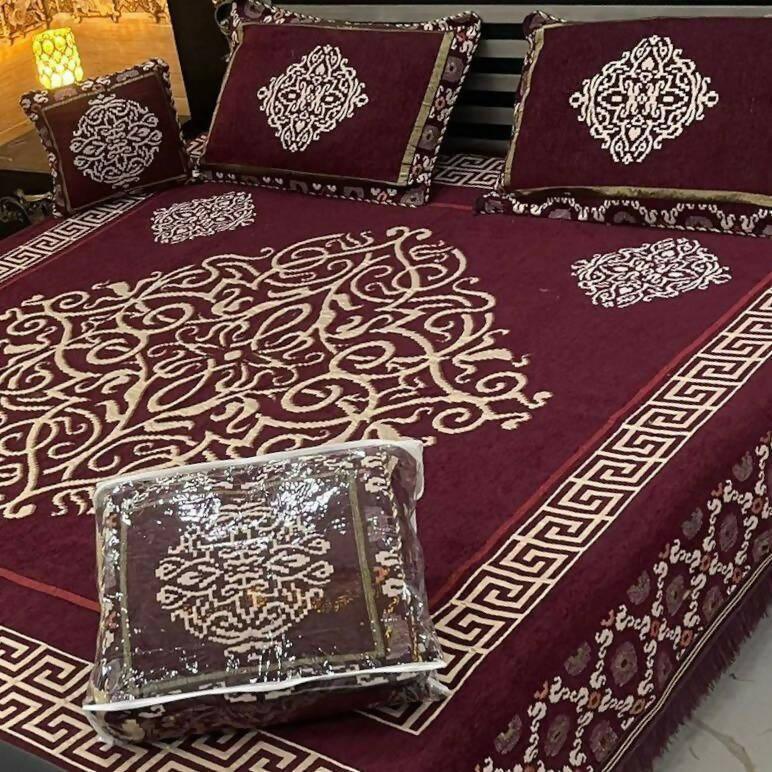 4Pc Velvet Jaquard Bedsheet King Size Velvet Jaquard - ValueBox