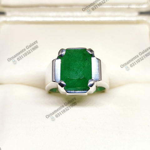 Emerald Cut 6 CT Deep Green Emerald Ring Pure Silver Ring Handmade Sterling Silver Ring