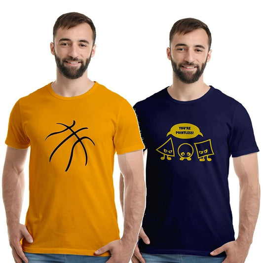 Khanani's 2 Tshirts Printed Half sleeves Casual tees for men - ValueBox