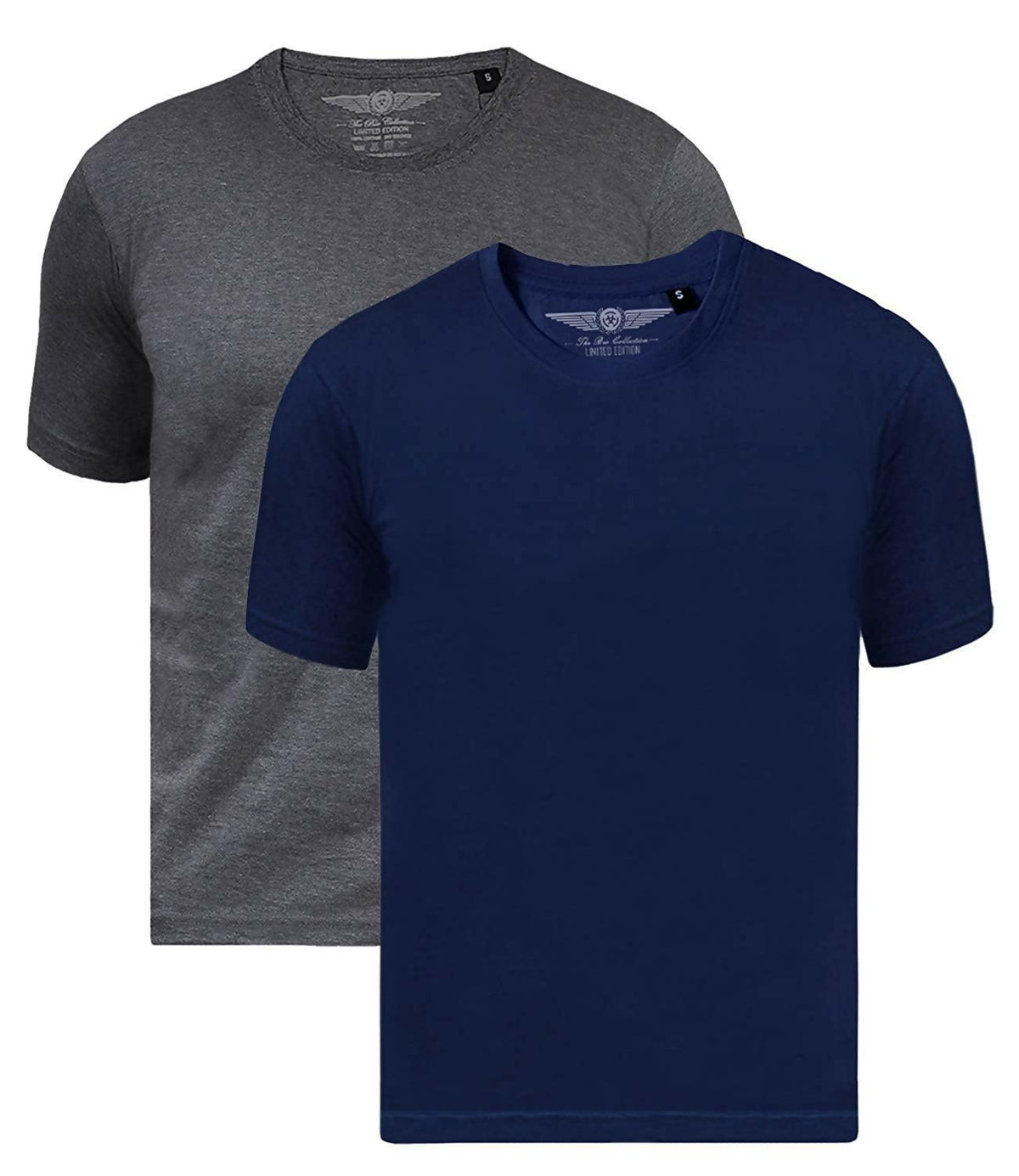 Khanani's T Shirt for Men Pack of 2 basic Premium tees for summer- Navy blue & charcoal - ValueBox