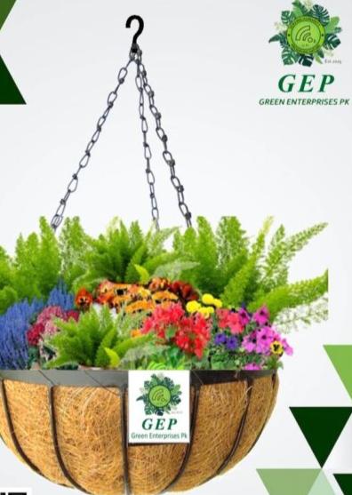 GEP Garden Hanging Baskets for Plants 14 inches - with Handmade Coco-Liner