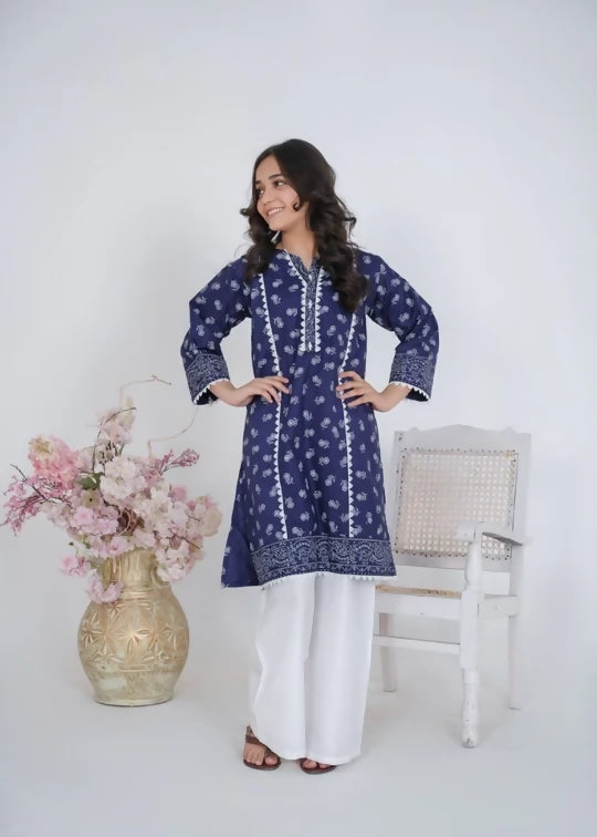 BLUE CAMBRIC COTTON 2PCS SUIT