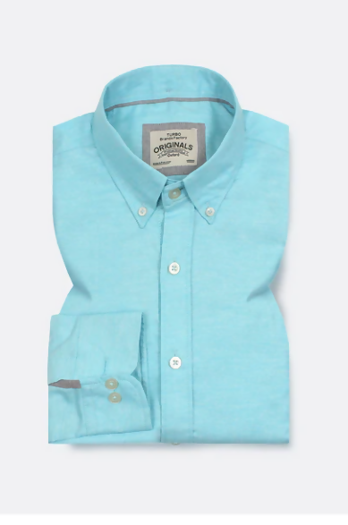 Double Tone Aqua Blue Oxford Shirt