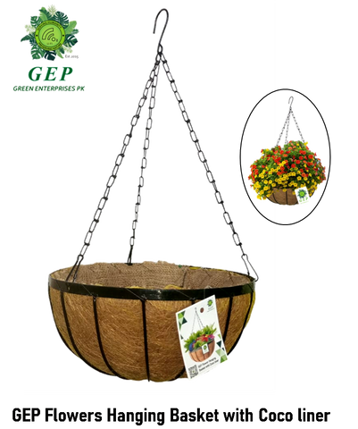 GEP Garden Hanging Baskets for Plants 14 inches - with Handmade Coco-Liner