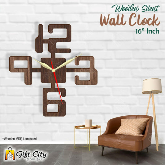 badgeMade by Gift City - Big Numbers 3D Silent Wooden Wall Clock - Home & Office Decor - Laser Cut