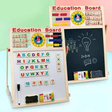 Leaning Educational toy Activity, Multipurpose Magnetic Double-Sided Wooden Board,Mathematical Calculation & English Alphabets, Drawing board, Puzzles Game