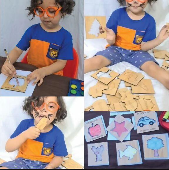 AKW ABC kids drawing wooden stencils | complete alphabets with 6 free pencil colors alphabets puzzle for kids - ValueBox