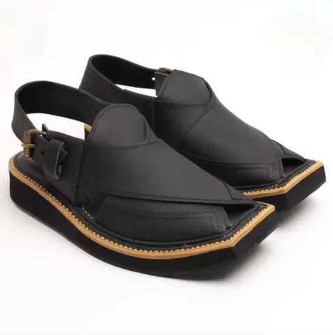 Kaptaan Chappal Matte Black