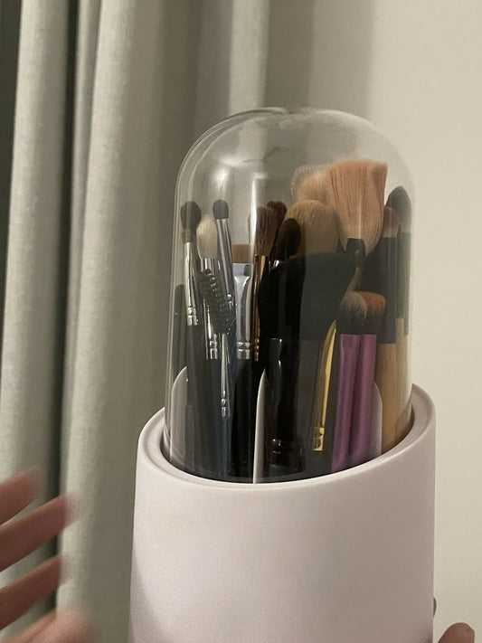 360 Capsol Degree Rotating Makeup Brush Holders, with lid clear makeup brush organizer holder caddy,Rotating Dustproof Make Up Brushes Container with Clear Acrylic Cover,for Lipsticks, Bathroom Vanity, Dresser - ValueBox