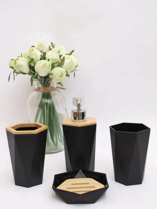 4-PCs-Bath-Accessories-Set-5342-Black-Triangle-Apricot-3589