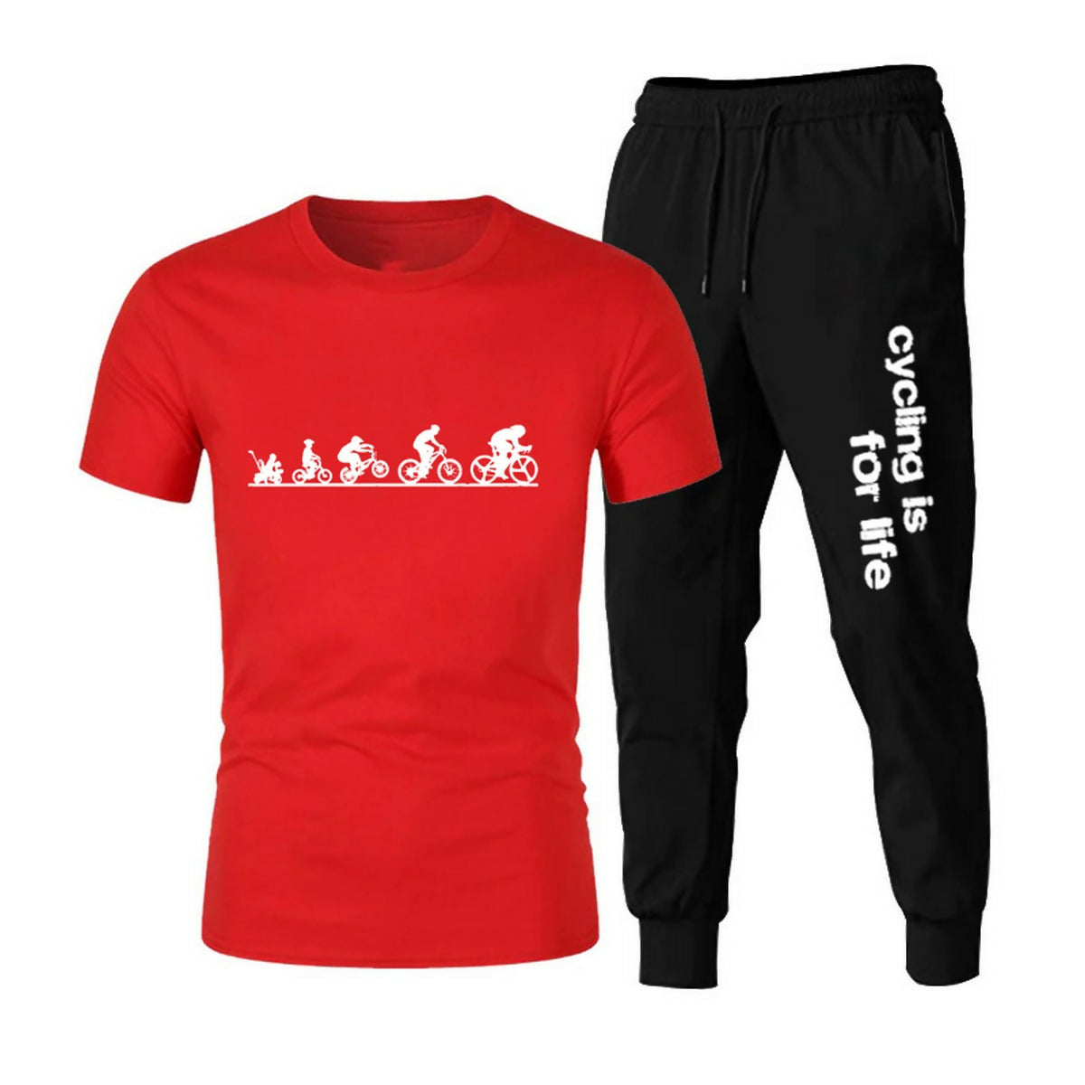 Khanani's Cycling is for life o neck printed tees and trousers - ValueBox