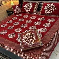 4Pc Velvet Jaquard Bedsheet King Size Velvet Jaquard - ValueBox