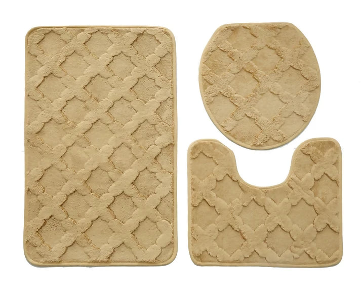 3-PCs-Anti-Skid-Commode-Mat-Set-328-Zig-Zag-Biege-Apricot-851