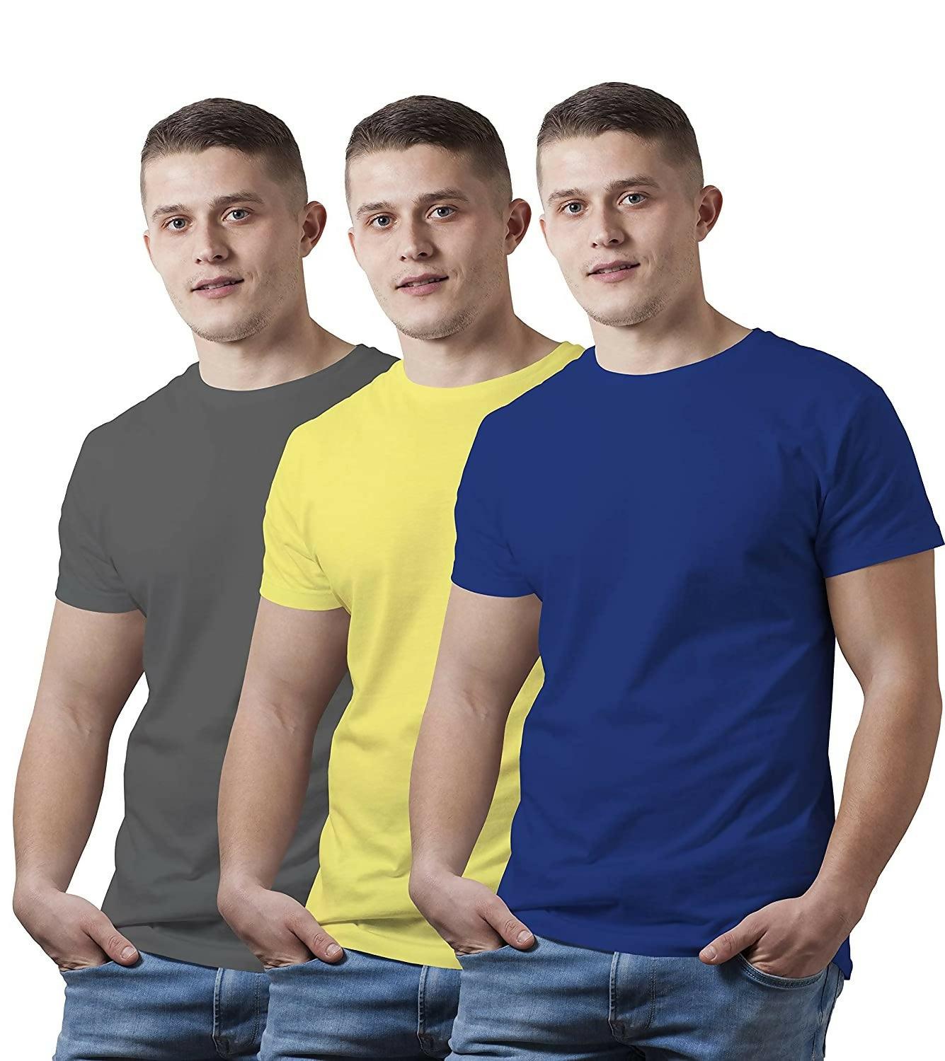 Khanani's T Shirt for men Crew neck solid basic tshirt set of 3 - ValueBox