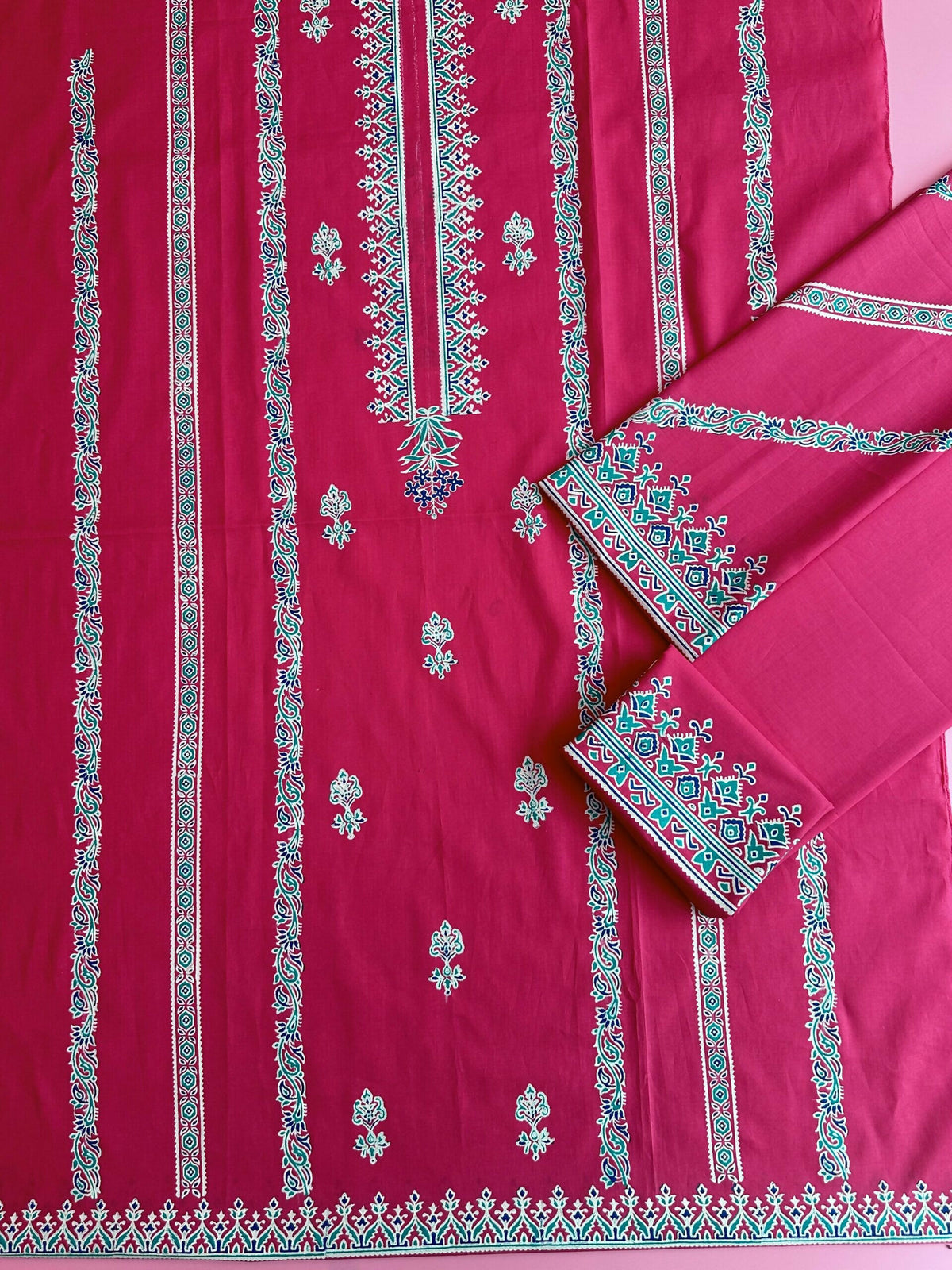 Candy Pink – Cotton Lawn Block Print Unstitched 2 Pc Set